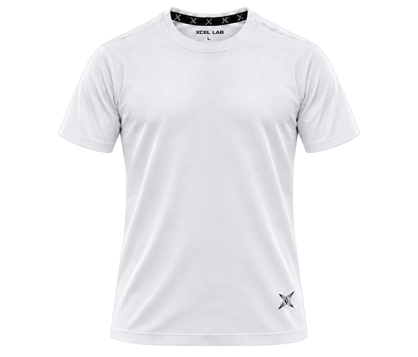 White Xcel Lab short sleeve with printed logo