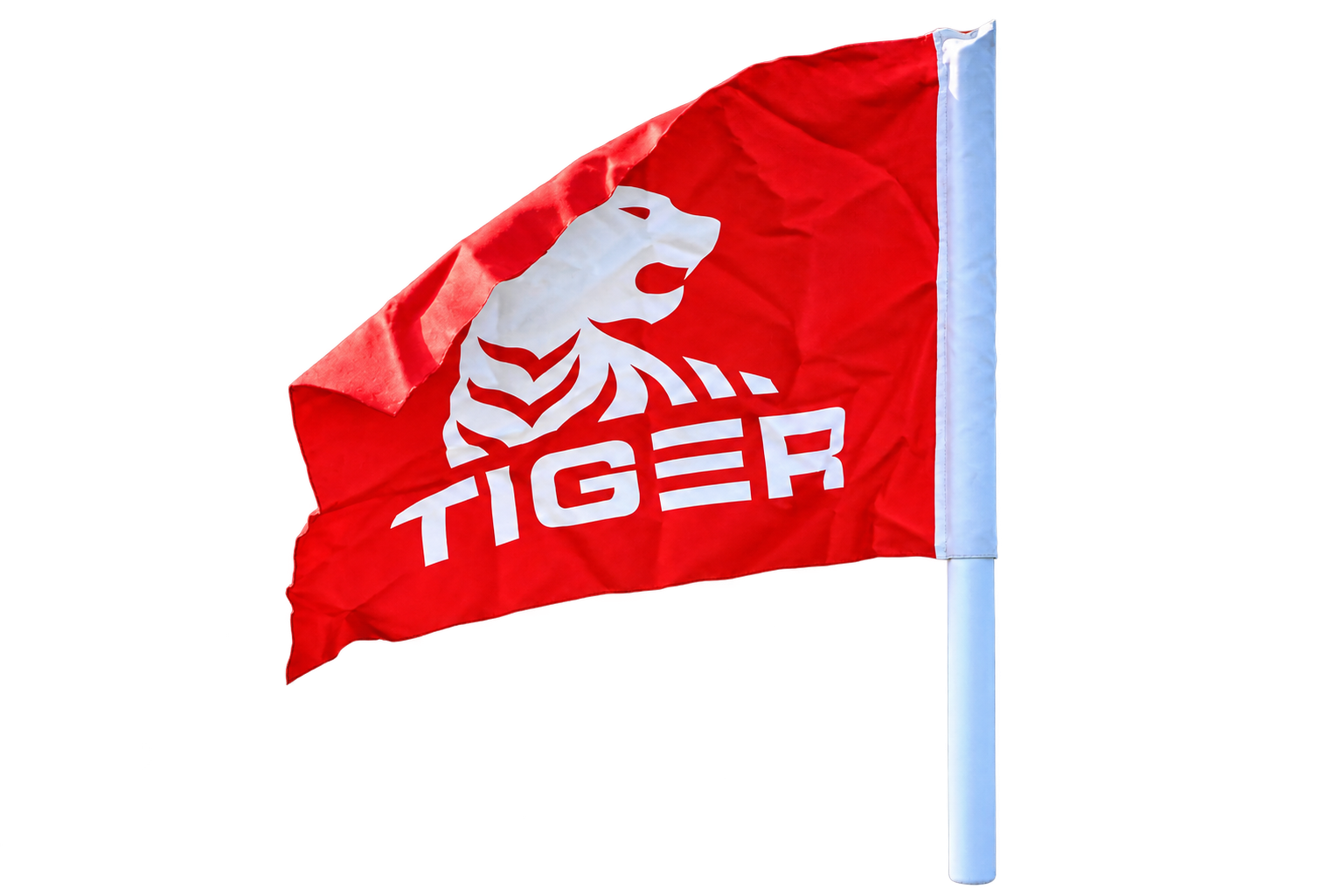 Red Tiger corner flag and pole with transparent background