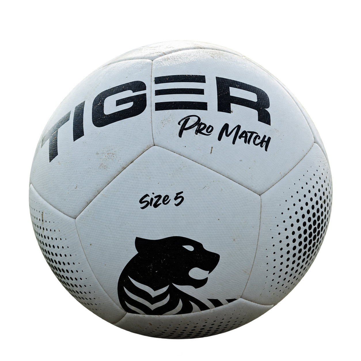 Tiger Pro Match soccer ball on the field